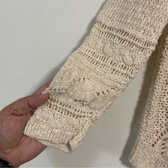 Lucky Brand Sweater Women’s Size Large Cream Pointelle knit Sweater - Picture 11 of 12